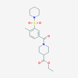 ethyl 1-[4-methyl-3-(piperidin-1-ylsulfonyl)benzoyl]piperidine-4-carboxylate