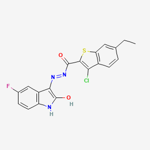 3-chloro-6-ethyl-N'-(5-fluoro-2-oxo-1,2-dihydro-3H-indol-3-ylidene)-1-benzothiophene-2-carbohydrazide