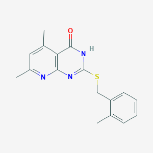 molecular formula C17H17N3OS B5958965 5,7-DIMETHYL-2-{[(2-METHYLPHENYL)METHYL]SULFANYL}PYRIDO[2,3-D]PYRIMIDIN-4-OL 