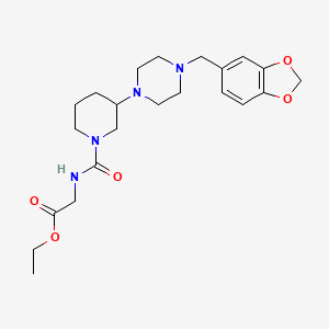 molecular formula C22H32N4O5 B5959020 ethyl N-({3-[4-(1,3-benzodioxol-5-ylmethyl)-1-piperazinyl]-1-piperidinyl}carbonyl)glycinate 