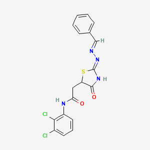 2-[(2Z)-2-[(E)-benzylidenehydrazinylidene]-4-oxo-1,3-thiazolidin-5-yl]-N-(2,3-dichlorophenyl)acetamide