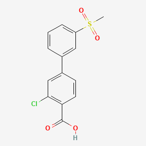 molecular formula C14H11ClO4S B595906 2-Chloro-4-(3-methylsulfonylphenyl)benzoic acid CAS No. 1261913-06-7