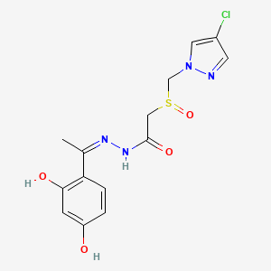 molecular formula C14H15ClN4O4S B5959095 2-{[(4-CHLORO-1H-PYRAZOL-1-YL)METHYL]SULFINYL}-N'~1~-[(Z)-1-(2,4-DIHYDROXYPHENYL)ETHYLIDENE]ACETOHYDRAZIDE 