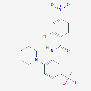 molecular formula C19H17ClF3N3O3 B5959104 2-chloro-4-nitro-N-[2-(piperidin-1-yl)-5-(trifluoromethyl)phenyl]benzamide 