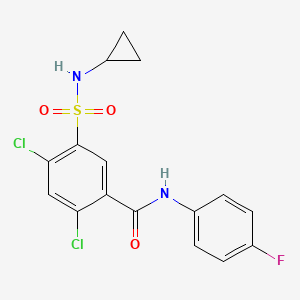 2,4-dichloro-5-(cyclopropylsulfamoyl)-N-(4-fluorophenyl)benzamide