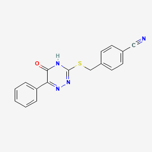 4-{[(5-oxo-6-phenyl-4,5-dihydro-1,2,4-triazin-3-yl)thio]methyl}benzonitrile