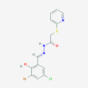 molecular formula C14H11BrClN3O2S B5959261 N-[(E)-(3-bromo-5-chloro-2-hydroxyphenyl)methylideneamino]-2-pyridin-2-ylsulfanylacetamide 