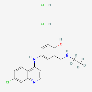 molecular formula C18H20Cl3N3O B595931 4-[(7-氯喹啉-4-基)氨基]-2-[(1,1,2,2,2-五氘代乙基氨基)甲基]苯酚；二盐酸盐 CAS No. 1216894-33-5