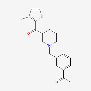 molecular formula C20H23NO2S B5959321 1-[3-({3-[(3-methyl-2-thienyl)carbonyl]-1-piperidinyl}methyl)phenyl]ethanone 