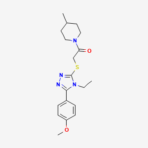 2-[[4-Ethyl-5-(4-methoxyphenyl)-1,2,4-triazol-3-yl]sulfanyl]-1-(4-methylpiperidin-1-yl)ethanone