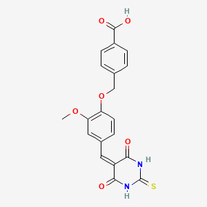 molecular formula C20H16N2O6S B5959407 4-({4-[(4,6-DIOXO-2-SULFANYLIDENE-1,3-DIAZINAN-5-YLIDENE)METHYL]-2-METHOXYPHENOXY}METHYL)BENZOIC ACID 