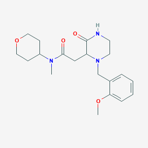 molecular formula C20H29N3O4 B5959448 2-[1-(2-methoxybenzyl)-3-oxo-2-piperazinyl]-N-methyl-N-(tetrahydro-2H-pyran-4-yl)acetamide 