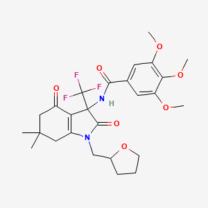 N-{6,6-Dimethyl-2,4-dioxo-1-[(oxolan-2-YL)methyl]-3-(trifluoromethyl)-2,3,4,5,6,7-hexahydro-1H-indol-3-YL}-3,4,5-trimethoxybenzamide