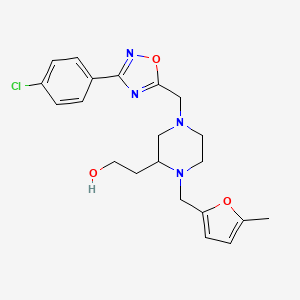 2-{4-{[3-(4-chlorophenyl)-1,2,4-oxadiazol-5-yl]methyl}-1-[(5-methyl-2-furyl)methyl]-2-piperazinyl}ethanol