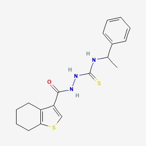 molecular formula C18H21N3OS2 B5959633 N-(1-phenylethyl)-2-(4,5,6,7-tetrahydro-1-benzothiophen-3-ylcarbonyl)hydrazinecarbothioamide 