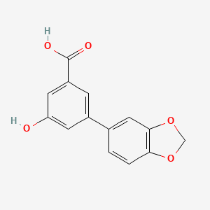 molecular formula C14H10O5 B595968 3-(Benzo[d][1,3]dioxol-5-yl)-5-hydroxybenzoic acid CAS No. 1258628-34-0