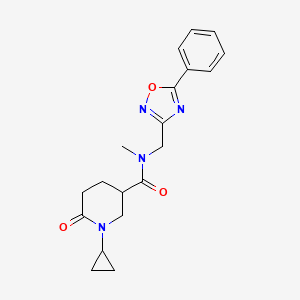 molecular formula C19H22N4O3 B5959684 1-cyclopropyl-N-methyl-6-oxo-N-[(5-phenyl-1,2,4-oxadiazol-3-yl)methyl]-3-piperidinecarboxamide 