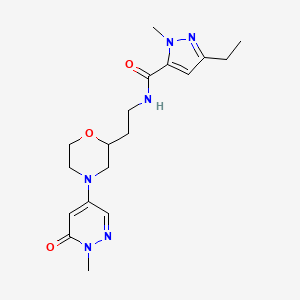 5-ethyl-2-methyl-N-[2-[4-(1-methyl-6-oxopyridazin-4-yl)morpholin-2-yl]ethyl]pyrazole-3-carboxamide