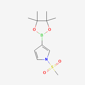 molecular formula C11H18BNO4S B595979 1-(Methylsulfonyl)-3-(4,4,5,5-tetramethyl-1,3,2-dioxaborolan-2-yl)-1H-pyrrole CAS No. 1256360-09-4