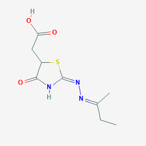 2-[(2E)-2-[(2E)-2-(BUTAN-2-YLIDENE)HYDRAZIN-1-YLIDENE]-4-OXO-1,3-THIAZOLIDIN-5-YL]ACETIC ACID