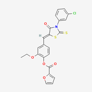 [4-[(Z)-[3-(3-chlorophenyl)-4-oxo-2-sulfanylidene-1,3-thiazolidin-5-ylidene]methyl]-2-ethoxyphenyl] furan-2-carboxylate