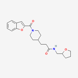 molecular formula C22H28N2O4 B5959845 3-[1-(1-benzofuran-2-ylcarbonyl)-4-piperidinyl]-N-(tetrahydro-2-furanylmethyl)propanamide 