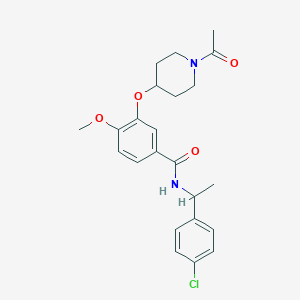 molecular formula C23H27ClN2O4 B5959853 3-[(1-acetyl-4-piperidinyl)oxy]-N-[1-(4-chlorophenyl)ethyl]-4-methoxybenzamide 