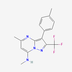 molecular formula C16H15F3N4 B5959871 N,5-dimethyl-3-(4-methylphenyl)-2-(trifluoromethyl)pyrazolo[1,5-a]pyrimidin-7-amine 