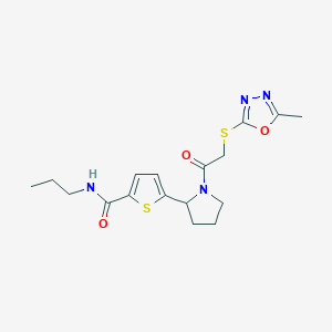 molecular formula C17H22N4O3S2 B5959897 5-(1-{[(5-methyl-1,3,4-oxadiazol-2-yl)thio]acetyl}-2-pyrrolidinyl)-N-propyl-2-thiophenecarboxamide 