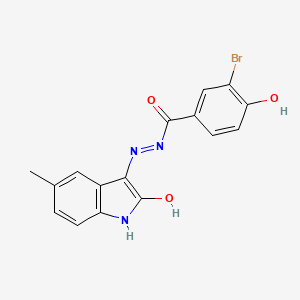 3-bromo-4-hydroxy-N'-(5-methyl-2-oxo-1,2-dihydro-3H-indol-3-ylidene)benzohydrazide