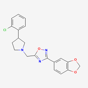 molecular formula C20H18ClN3O3 B5960137 3-(1,3-benzodioxol-5-yl)-5-{[3-(2-chlorophenyl)-1-pyrrolidinyl]methyl}-1,2,4-oxadiazole 