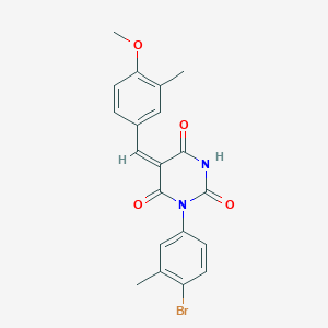 (5E)-1-(4-bromo-3-methylphenyl)-5-[(4-methoxy-3-methylphenyl)methylidene]-1,3-diazinane-2,4,6-trione