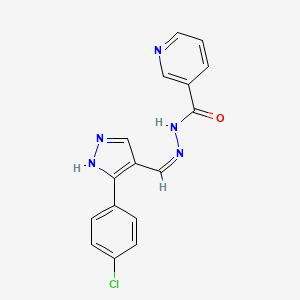 molecular formula C16H12ClN5O B5960256 N'-{[3-(4-chlorophenyl)-1H-pyrazol-4-yl]methylene}nicotinohydrazide 