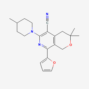 8-(2-furyl)-3,3-dimethyl-6-(4-methylpiperidin-1-yl)-3,4-dihydro-1H-pyrano[3,4-c]pyridine-5-carbonitrile