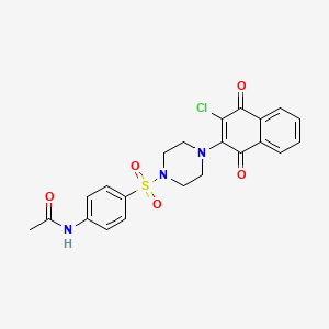 molecular formula C22H20ClN3O5S B5960298 N-(4-{[4-(3-chloro-1,4-dioxo-1,4-dihydro-2-naphthalenyl)-1-piperazinyl]sulfonyl}phenyl)acetamide 