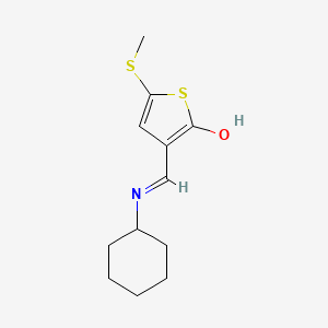 molecular formula C12H17NOS2 B5960316 3-(Cyclohexyliminomethyl)-5-methylsulfanylthiophen-2-ol 