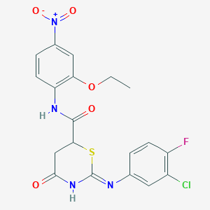 2-[(3-chloro-4-fluorophenyl)amino]-N-(2-ethoxy-4-nitrophenyl)-4-oxo-5,6-dihydro-4H-1,3-thiazine-6-carboxamide