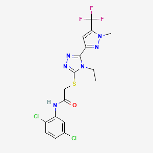 molecular formula C17H15Cl2F3N6OS B5960400 N-(2,5-dichlorophenyl)-2-({4-ethyl-5-[1-methyl-5-(trifluoromethyl)-1H-pyrazol-3-yl]-4H-1,2,4-triazol-3-yl}thio)acetamide 