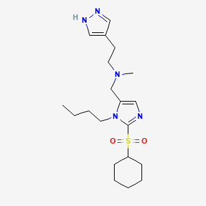 molecular formula C20H33N5O2S B5960411 N-{[1-butyl-2-(cyclohexylsulfonyl)-1H-imidazol-5-yl]methyl}-N-methyl-2-(1H-pyrazol-4-yl)ethanamine 