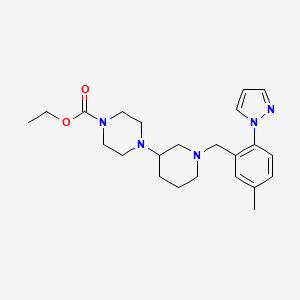 molecular formula C23H33N5O2 B5960414 ethyl 4-{1-[5-methyl-2-(1H-pyrazol-1-yl)benzyl]-3-piperidinyl}-1-piperazinecarboxylate 