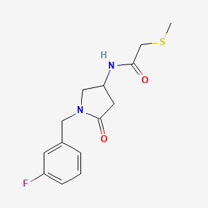 molecular formula C14H17FN2O2S B5960457 N-[1-(3-fluorobenzyl)-5-oxo-3-pyrrolidinyl]-2-(methylthio)acetamide 