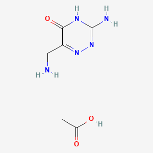 molecular formula C6H11N5O3 B596048 3-Amino-6-(aminomethyl)-1,2,4-triazin-5(4H)-one acetate CAS No. 1353100-80-7