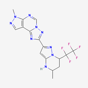 molecular formula C16H14F5N9 B5960490 7-methyl-2-[5-methyl-7-(pentafluoroethyl)-4,5,6,7-tetrahydropyrazolo[1,5-a]pyrimidin-2-yl]-7H-pyrazolo[4,3-e][1,2,4]triazolo[1,5-c]pyrimidine 