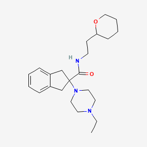 molecular formula C23H35N3O2 B5960524 2-(4-ethyl-1-piperazinyl)-N-[2-(tetrahydro-2H-pyran-2-yl)ethyl]-2-indanecarboxamide 