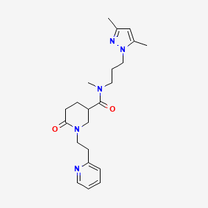 N-[3-(3,5-dimethyl-1H-pyrazol-1-yl)propyl]-N-methyl-6-oxo-1-[2-(2-pyridinyl)ethyl]-3-piperidinecarboxamide