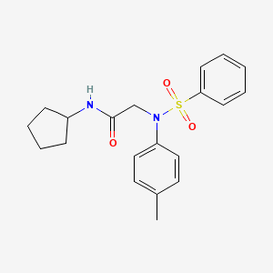 molecular formula C20H24N2O3S B5960615 N~1~-cyclopentyl-N~2~-(4-methylphenyl)-N~2~-(phenylsulfonyl)glycinamide 