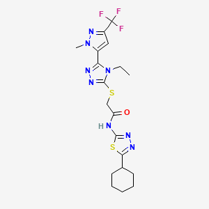 N-(5-cyclohexyl-1,3,4-thiadiazol-2-yl)-2-({4-ethyl-5-[1-methyl-3-(trifluoromethyl)-1H-pyrazol-5-yl]-4H-1,2,4-triazol-3-yl}thio)acetamide
