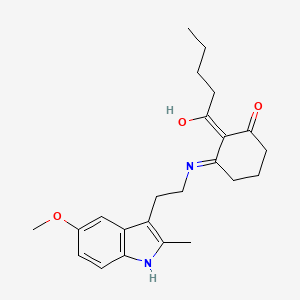 molecular formula C23H30N2O3 B5960758 3-{[2-(5-methoxy-2-methyl-1H-indol-3-yl)ethyl]amino}-2-pentanoylcyclohex-2-en-1-one 