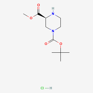 molecular formula C11H21ClN2O4 B596079 (S)-1-tert-Butyl 3-methyl piperazine-1,3-dicarboxylate hydrochloride CAS No. 1217702-80-1