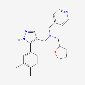 N-[[5-(3,4-dimethylphenyl)-1H-pyrazol-4-yl]methyl]-1-(oxolan-2-yl)-N-(pyridin-4-ylmethyl)methanamine